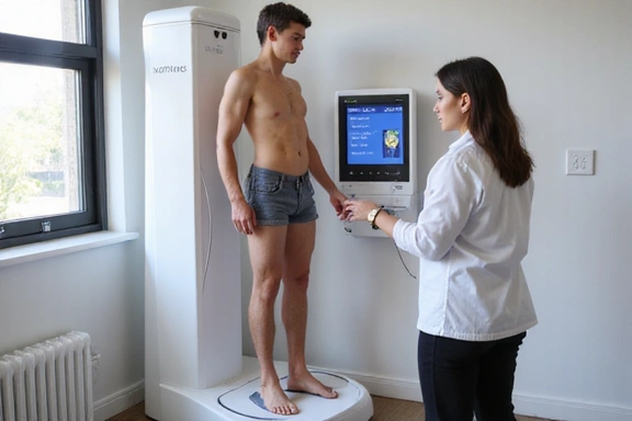 Osoba na analizatorze składu ciała